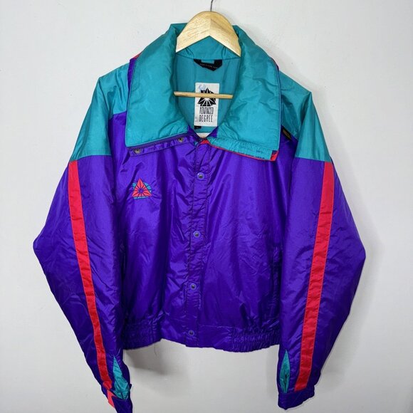 Vintage Advanced Degree Gore Tex Ski Jacket Neon Men L 90s Purple Bomber - Picture 1 of 11